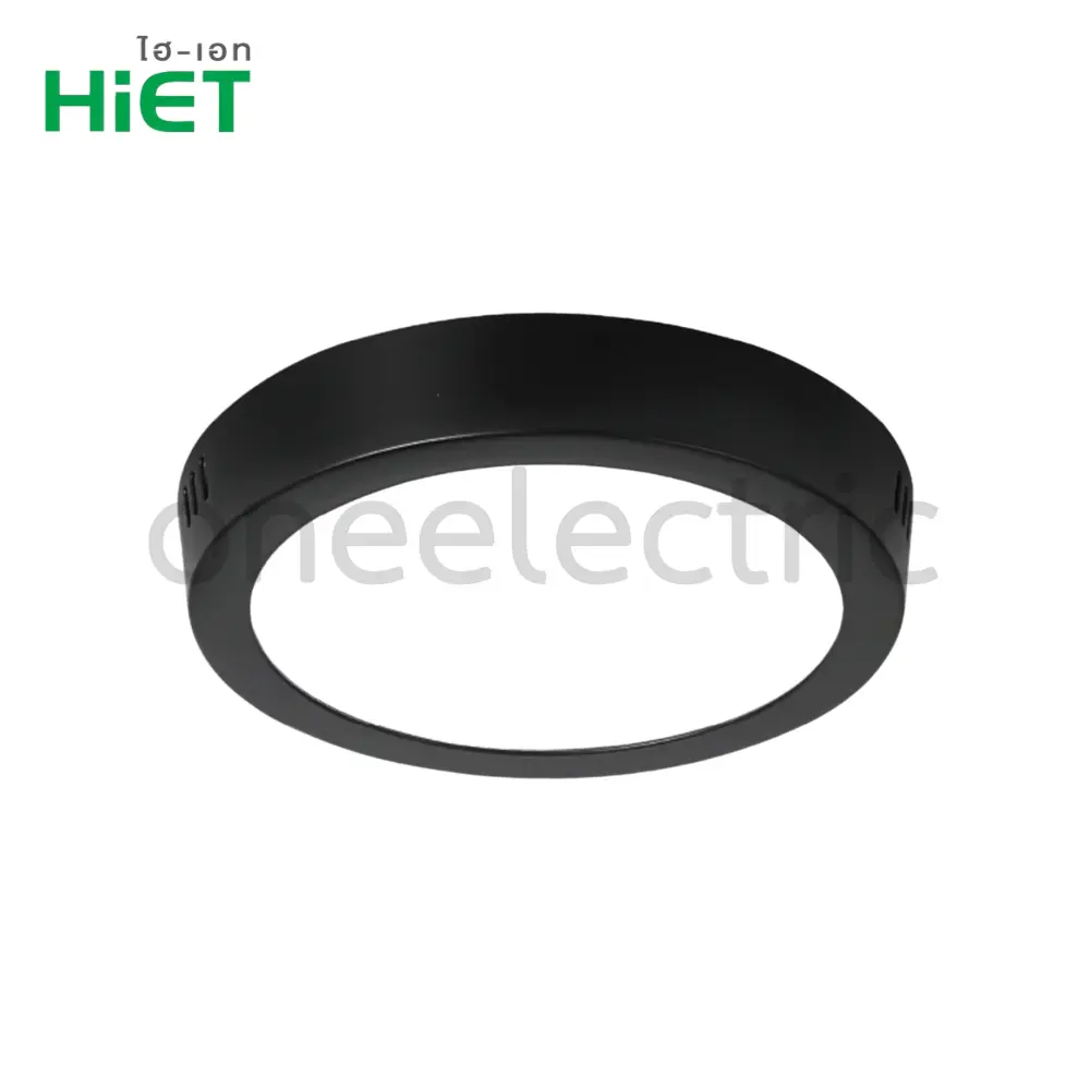 HIET โคมไฟ ดาวน์ไลท์ ติดลอย LED 6นิ้ว WARMWHITE รุ่นหน้ากลม ขอบสีดำ 12W