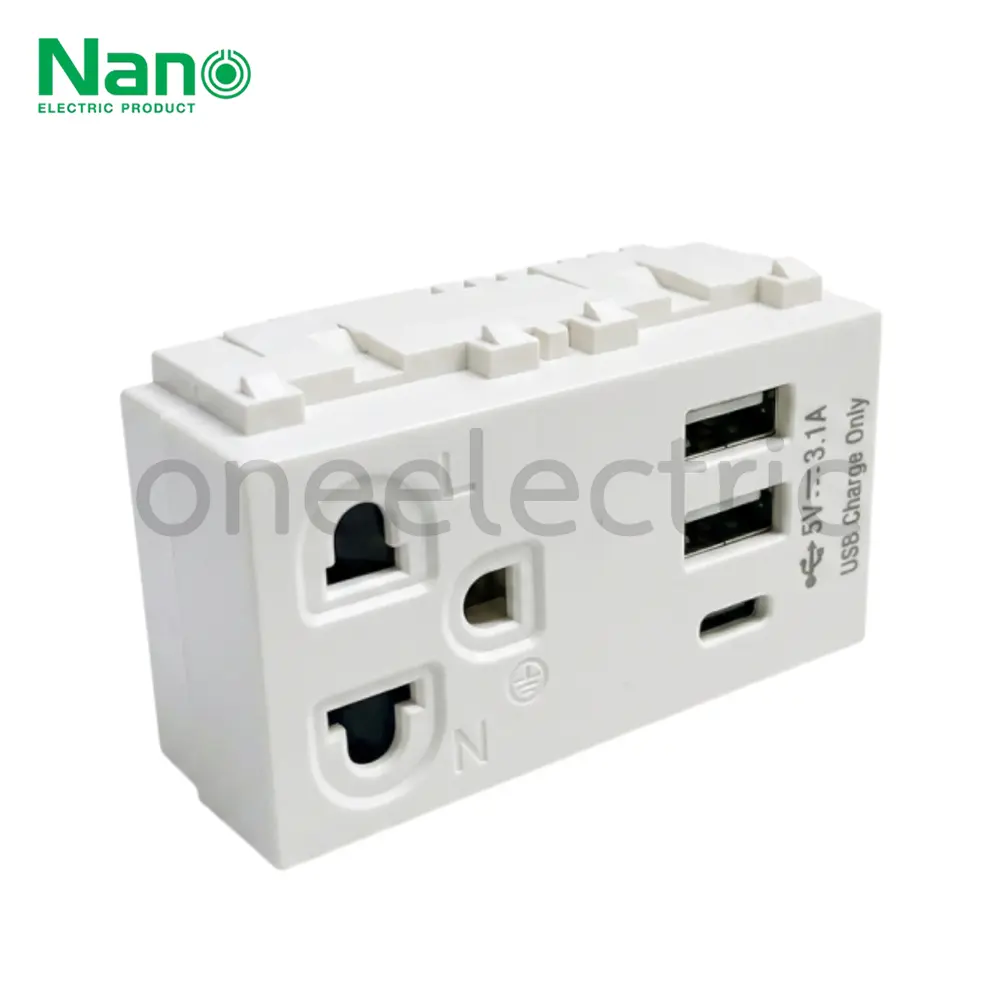 NANO-NN-P606U-เต้ารับกราว์ดเดี่ยว---USB-CHARGER-TYPE-A---TYPE-C.webp