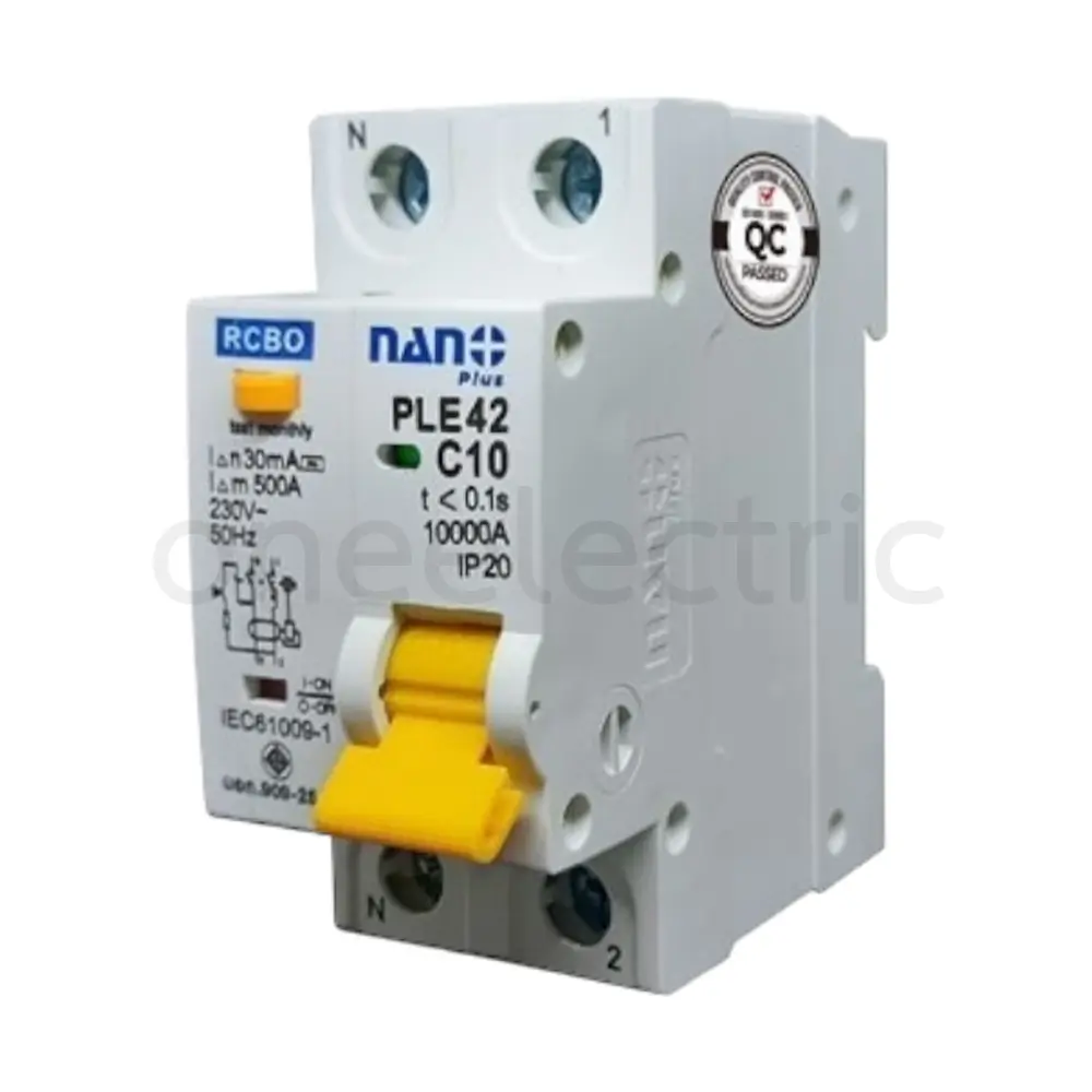 NANO PLE42C10 เซอร์กิตเบรกเกอร์ กันดูด RCBO 2P 10A 30mA 6KA
