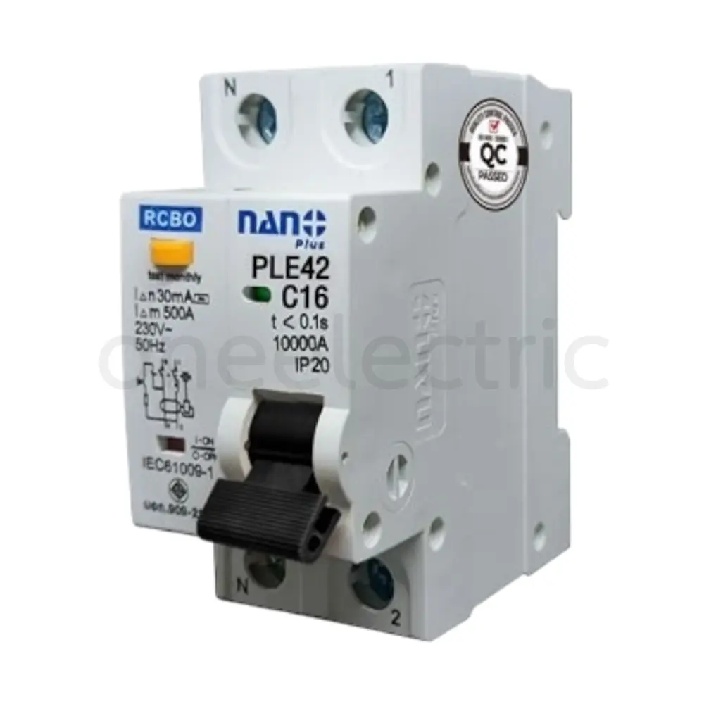 NANO PLE42C16 เซอร์กิตเบรกเกอร์ กันดูด RCBO 2P 16A 30mA 6KA