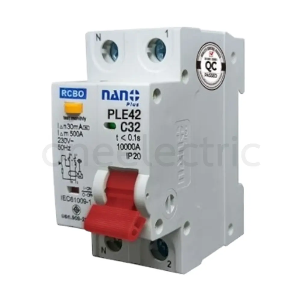 NANO PLE42C32 เซอร์กิตเบรกเกอร์ กันดูด RCBO)2P 32A 30mA 6KA