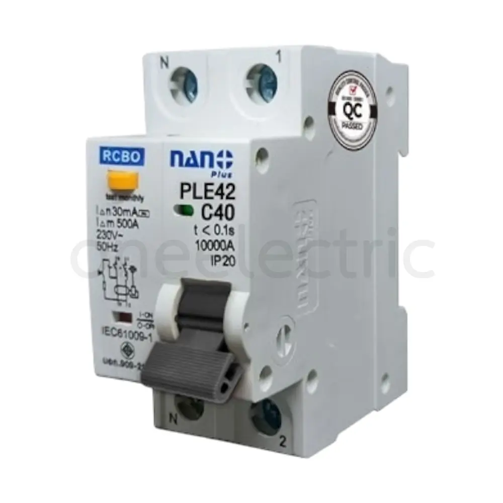 NANO PLE42C40 เซอร์กิตเบรกเกอร์ กันดูด RCBO 2P 40A 30mA 6KA