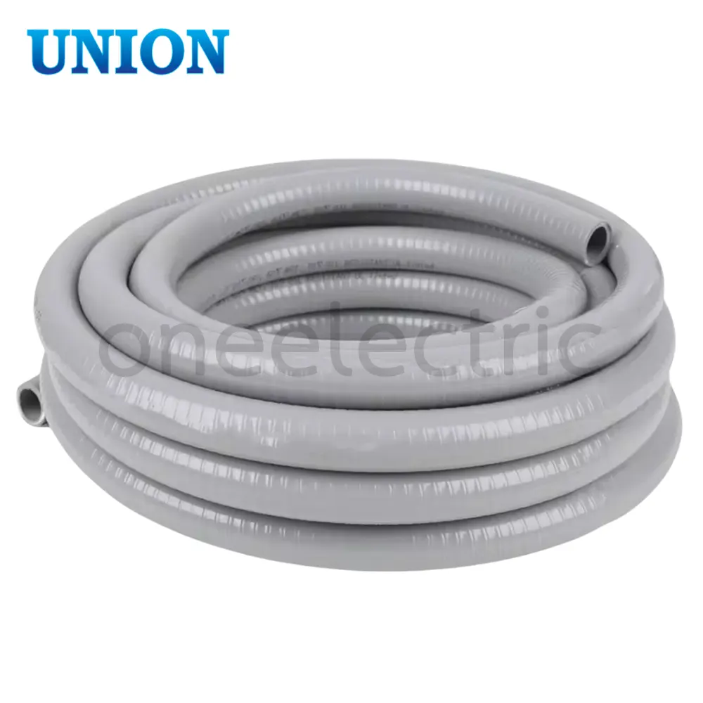 UNION ท่ออ่อนเหล็ก กันน้ำ ยางสีเทา 3/4นิ้ว (กล่อง = 30เมตร)