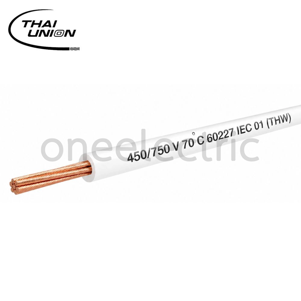 สายไฟ 60227 IEC01 THW 1x1.5 THAI UNION ไทยยูเนี่ยน (ม้วน 90เมตร) สีขาว