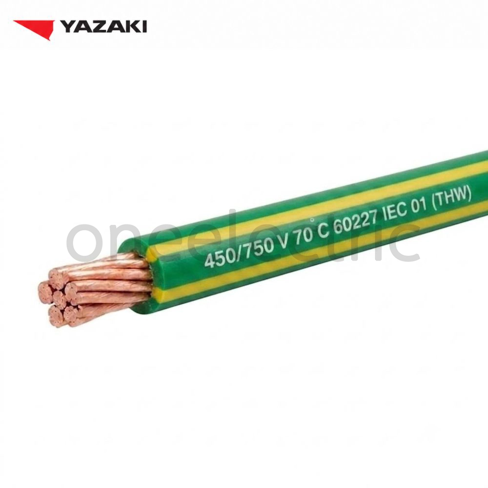 สายไฟ 60227 IEC01 THW 1x10 YAZAKI ยาซากิ (ม้วน = 100เมตร) สีเขียว/เหลือง