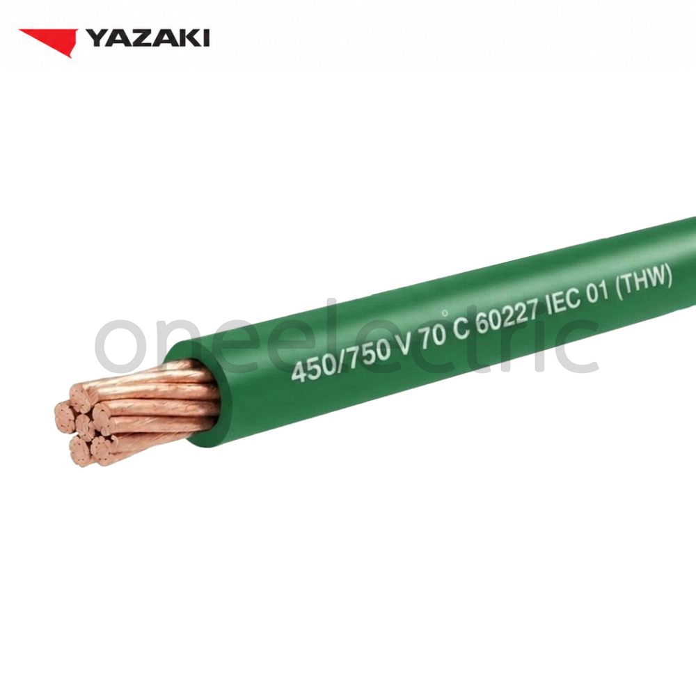 สายไฟ 60227 IEC01 THW 1x10 YAZAKI ยาซากิ (ม้วน = 100เมตร) สีเขียว