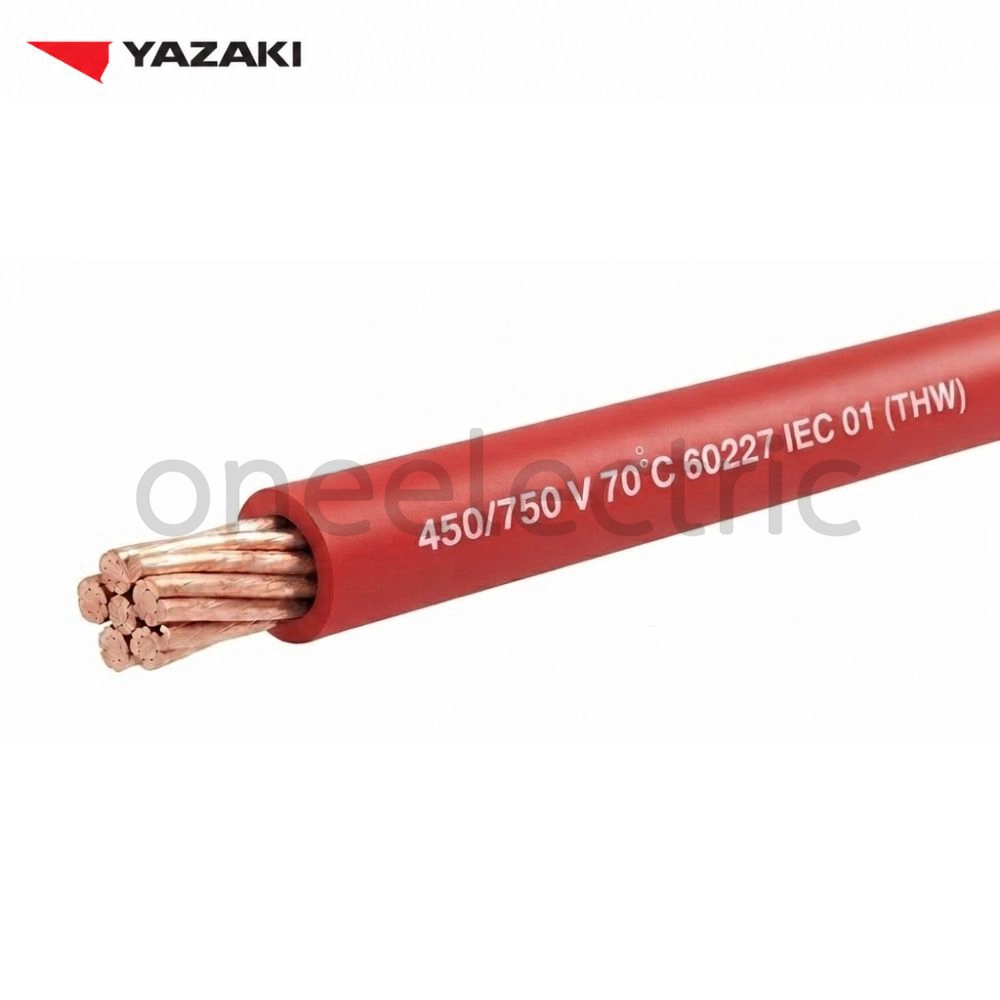 สายไฟ 60227 IEC01 THW 1x10 YAZAKI ยาซากิ (ม้วน = 100เมตร) สีแดง