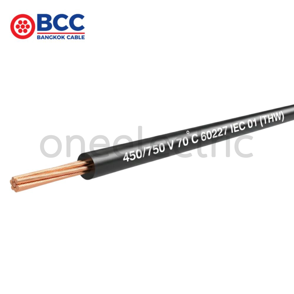 สายไฟ 60227 IEC01 THW 1x2.5 BCC บางกอกเคเบิ้ล (ม้วน = 100เมตร) สีดำ