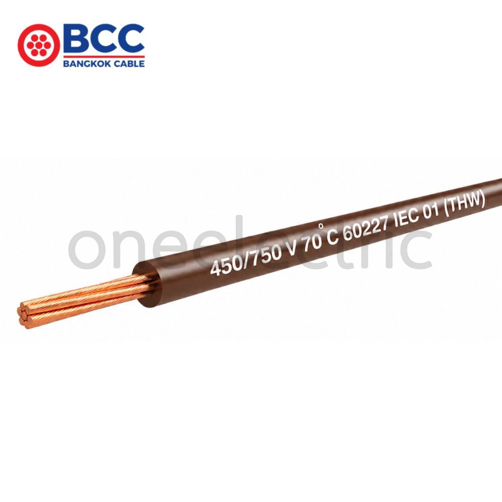 สายไฟ 60227 IEC01 THW 1x2.5 BCC บางกอกเคเบิ้ล (ม้วน = 100เมตร) สีน้ำตาล