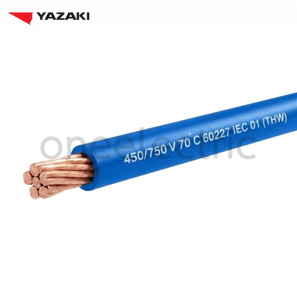 สายไฟ 60227 IEC01 THW 1x35 ยาซากิ YAZAKI (ม้วน = 100เมตร) สีฟ้า