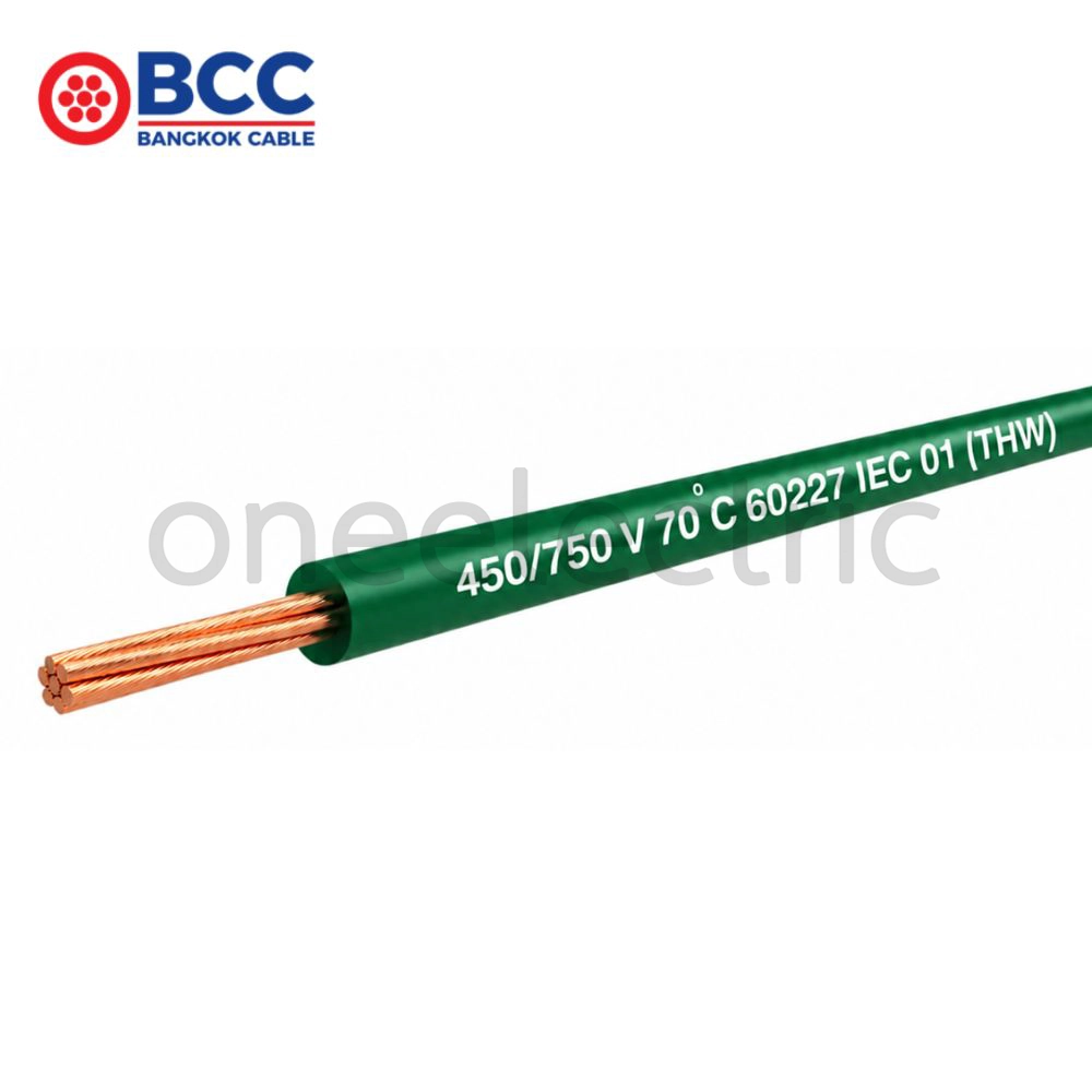 สายไฟ 60227 IEC01 THW 1x4 BCC บางกอกเคเบิ้ล (ม้วน = 100เมตร) สีเขียว