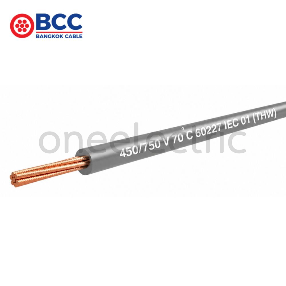 สายไฟ 60227 IEC01 THW 1x4 BCC บางกอกเคเบิ้ล (ม้วน = 100เมตร) สีเทา