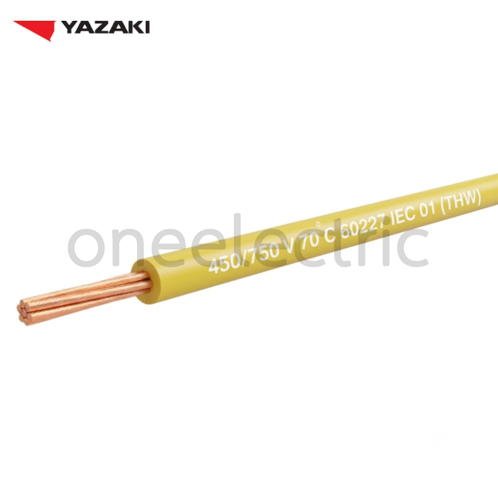 สายไฟ 60227 IEC01 THW 1x4 YAZAKI ยาซากิ (ม้วน = 100เมตร) สีเหลือง