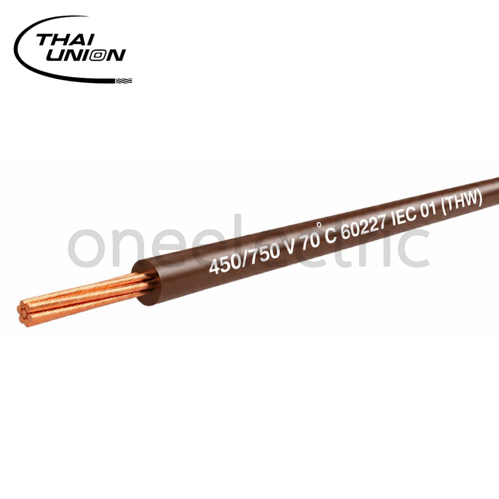สายไฟ 60227 IEC01 THW 1x6 THAI UNION ไทยยูเนี่ยน (ม้วน 90เมตร) สีน้ำตาล