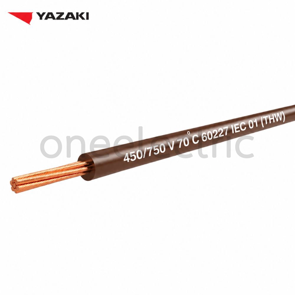 สายไฟ 60227 IEC01 THW 1x6 YAZAKI ยาซากิ (ม้วน = 100เมตร) สีน้ำตาล