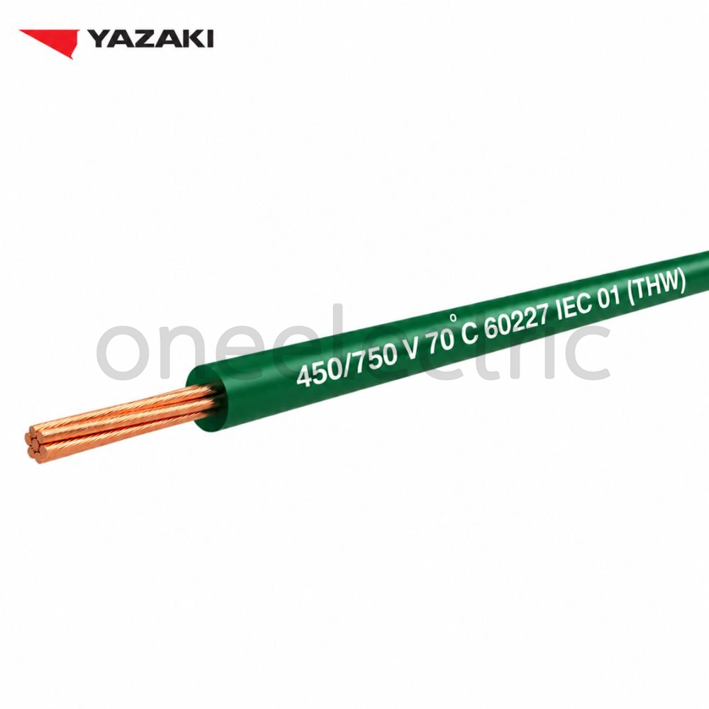 สายไฟ 60227 IEC01 THW 1x6 YAZAKI ยาซากิ (ม้วน = 100เมตร) สีเขียว
