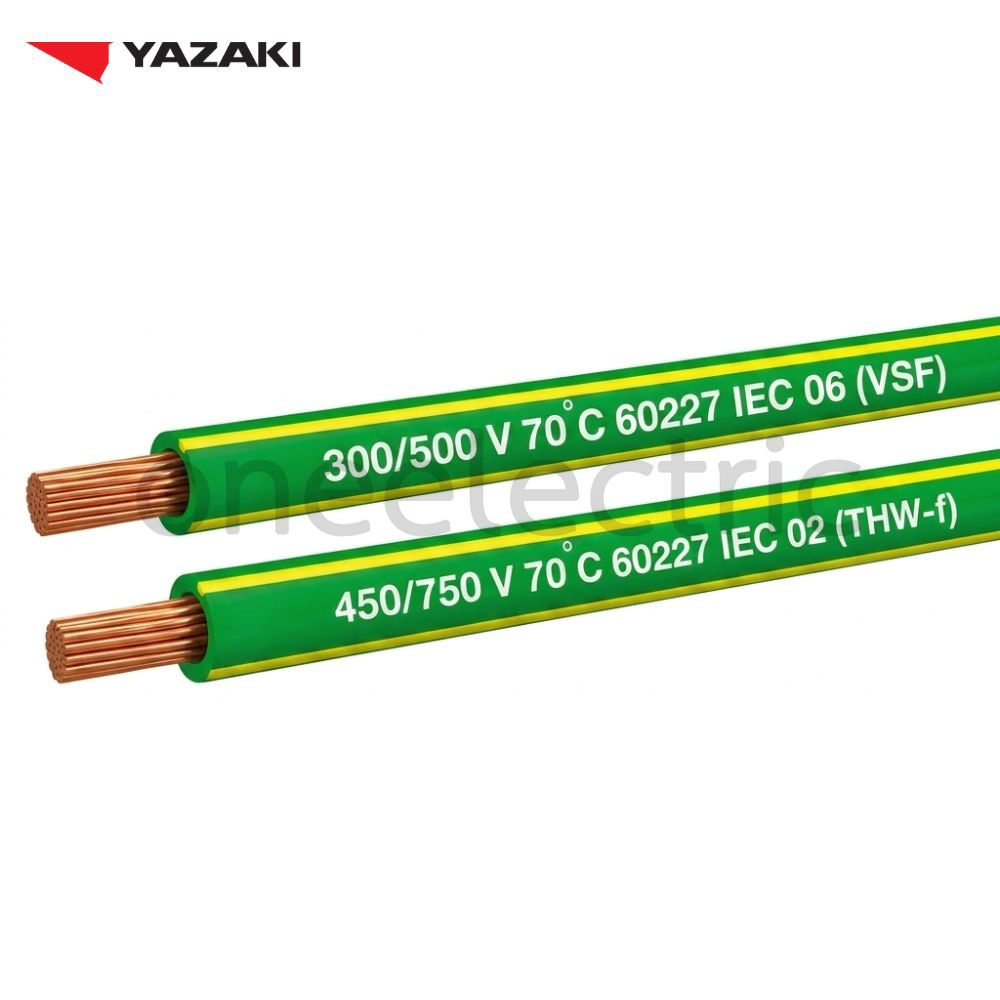 สายไฟ 60227 IEC02 THW(f) 1x1.5 ยาซากิ YAZAKI (ม้วน = 100เมตร) สีเขียว/เหลือง