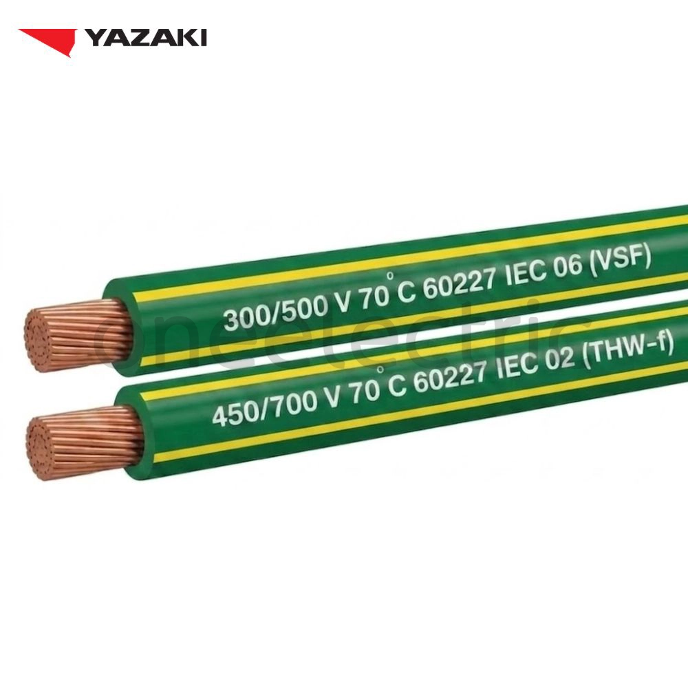 สายไฟ 60227 IEC02 THW(f) 1x10 ยาซากิ YAZAKI (ม้วน = 100เมตร) สีเขียว/เหลือง