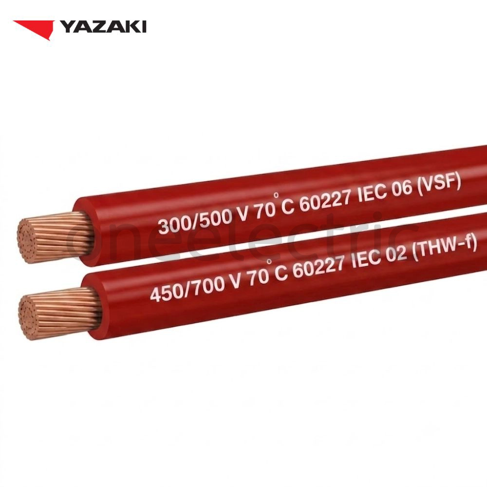 สายไฟ 60227 IEC02 THW(f) 1x10 ยาซากิ YAZAKI (ม้วน = 100เมตร) สีแดง