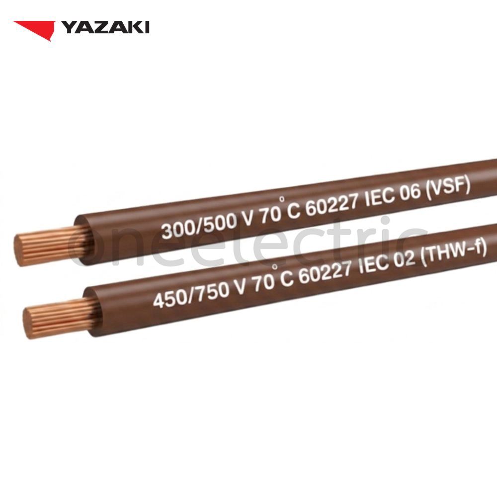สายไฟ 60227 IEC02 THW(f) 1x6 ยาซากิ YAZAKI (ม้วน = 100เมตร) สีน้ำตาล