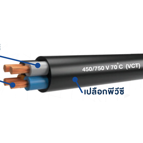 สายไฟ VCT 4x6 THAI UNION ไทยยูเนี่ยน (ม้วน = 100เมตร)