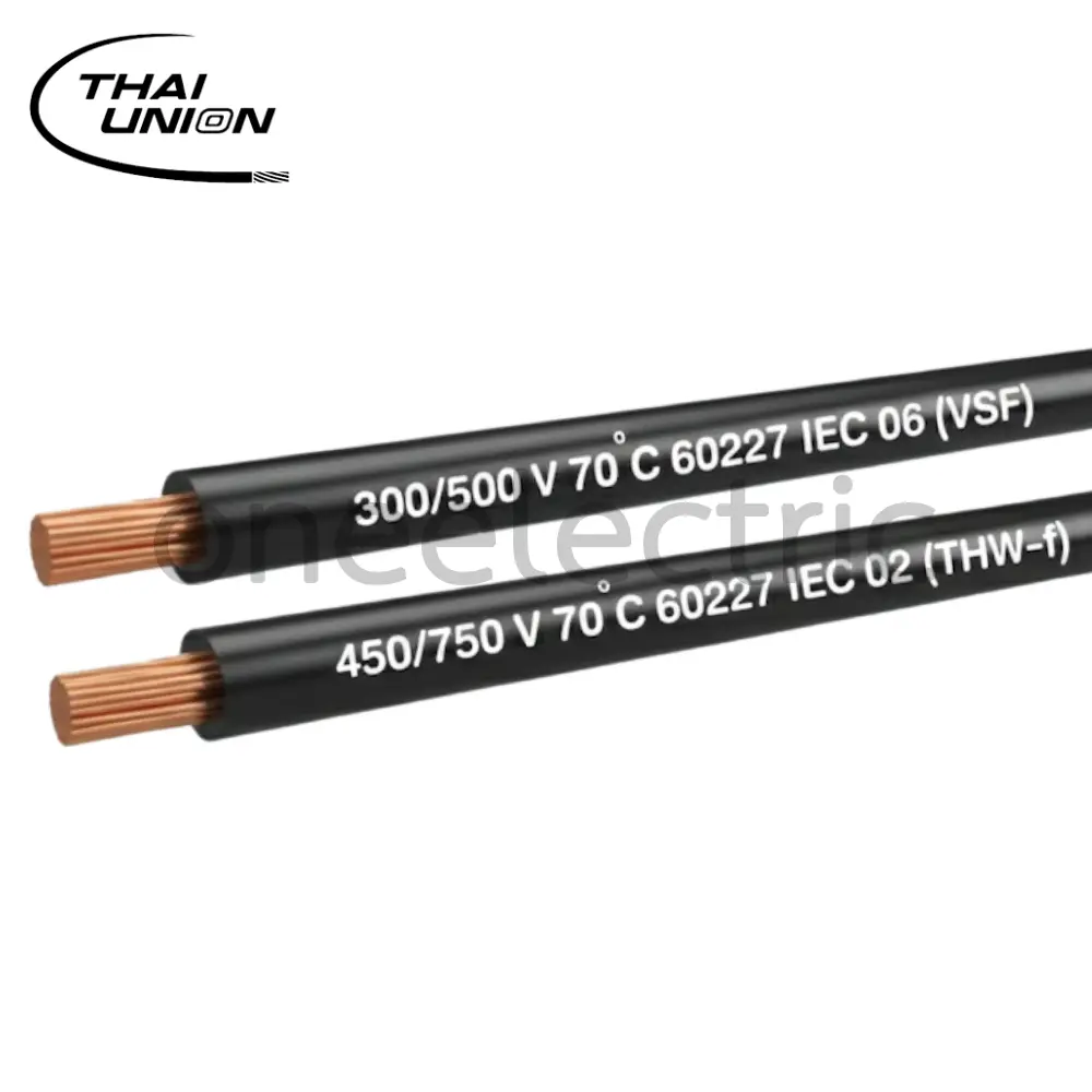 สายไฟ VSF 1x1 THAI UNION ไทยยูเนี่ยน (ม้วน = 100เมตร) สีดำ
