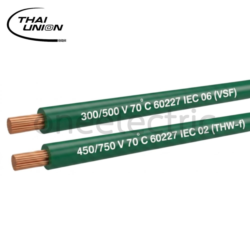 สายไฟ VSF THW(f) 1x2.5 ไทยยูเนี่ยน THAI UNION (ม้วน = 100เมตร) สีเขียว