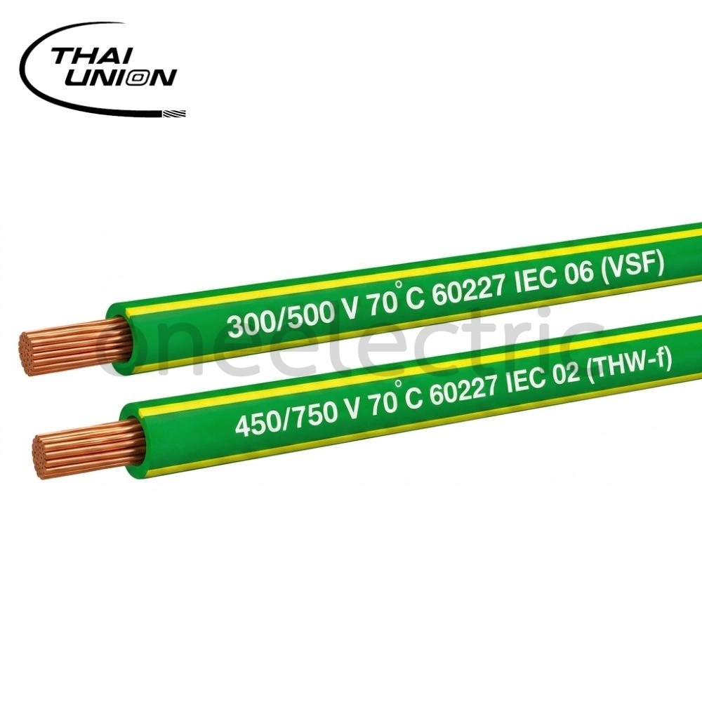 สายไฟ VSF THW(f) 1x4 ไทยยูเนี่ยน THAI UNION (ม้วน = 100เมตร) สีเขียว/เหลือง