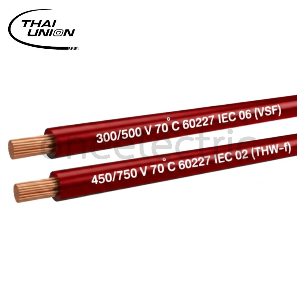 สายไฟ VSF THW(f) 1x4 ไทยยูเนี่ยน THAI UNION (ม้วน = 100เมตร) สีแดง
