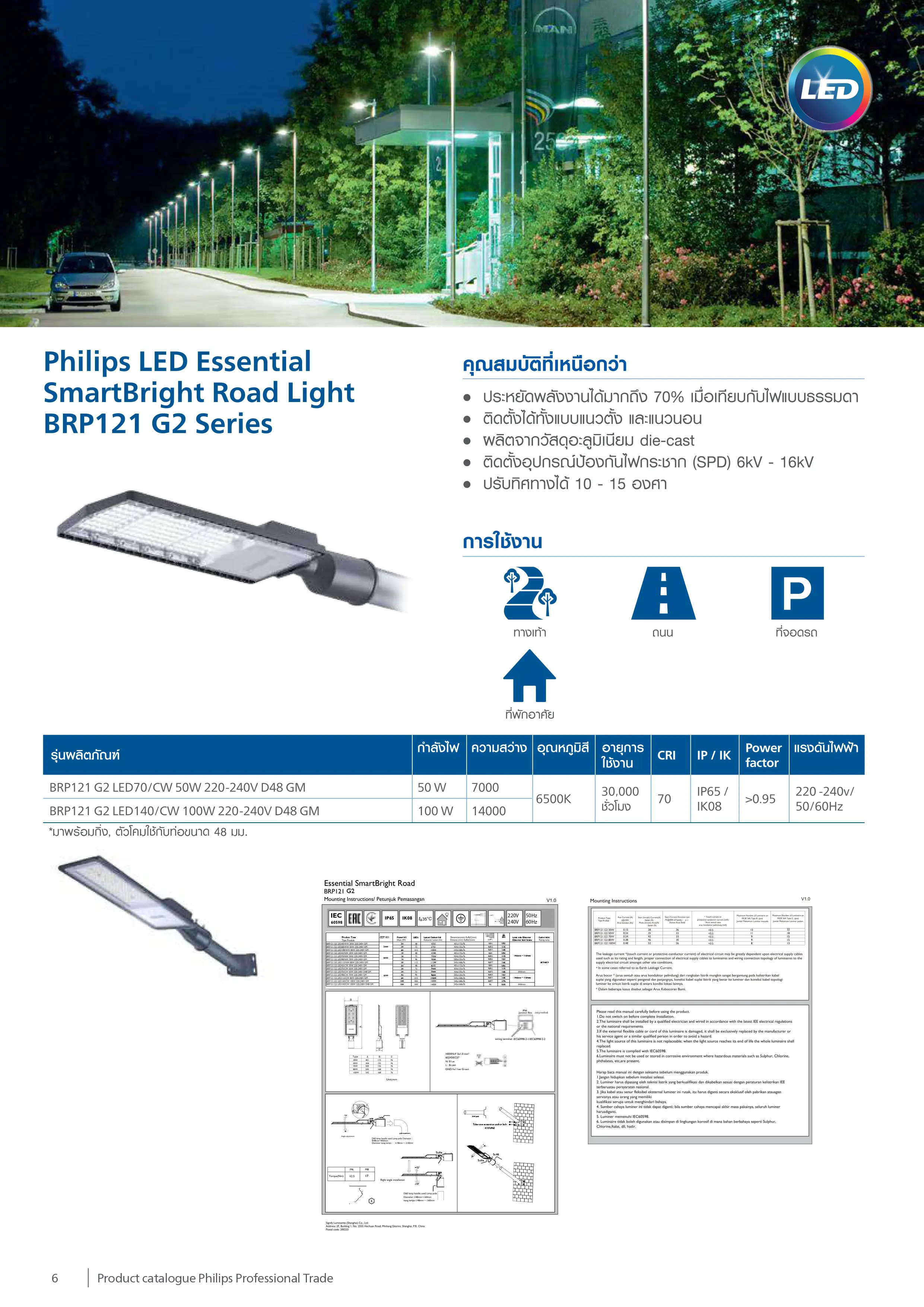 PHILIPS-BRP121-โคมไฟถนน-LED-specification.webp